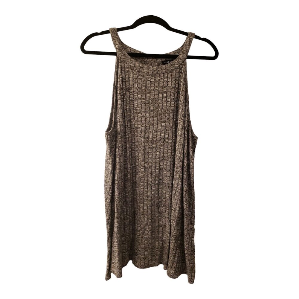 Torrid sweater material high neck sleeveless heather gray tank top ribbed 4X
